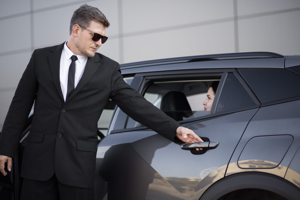 young male being uber driver female client